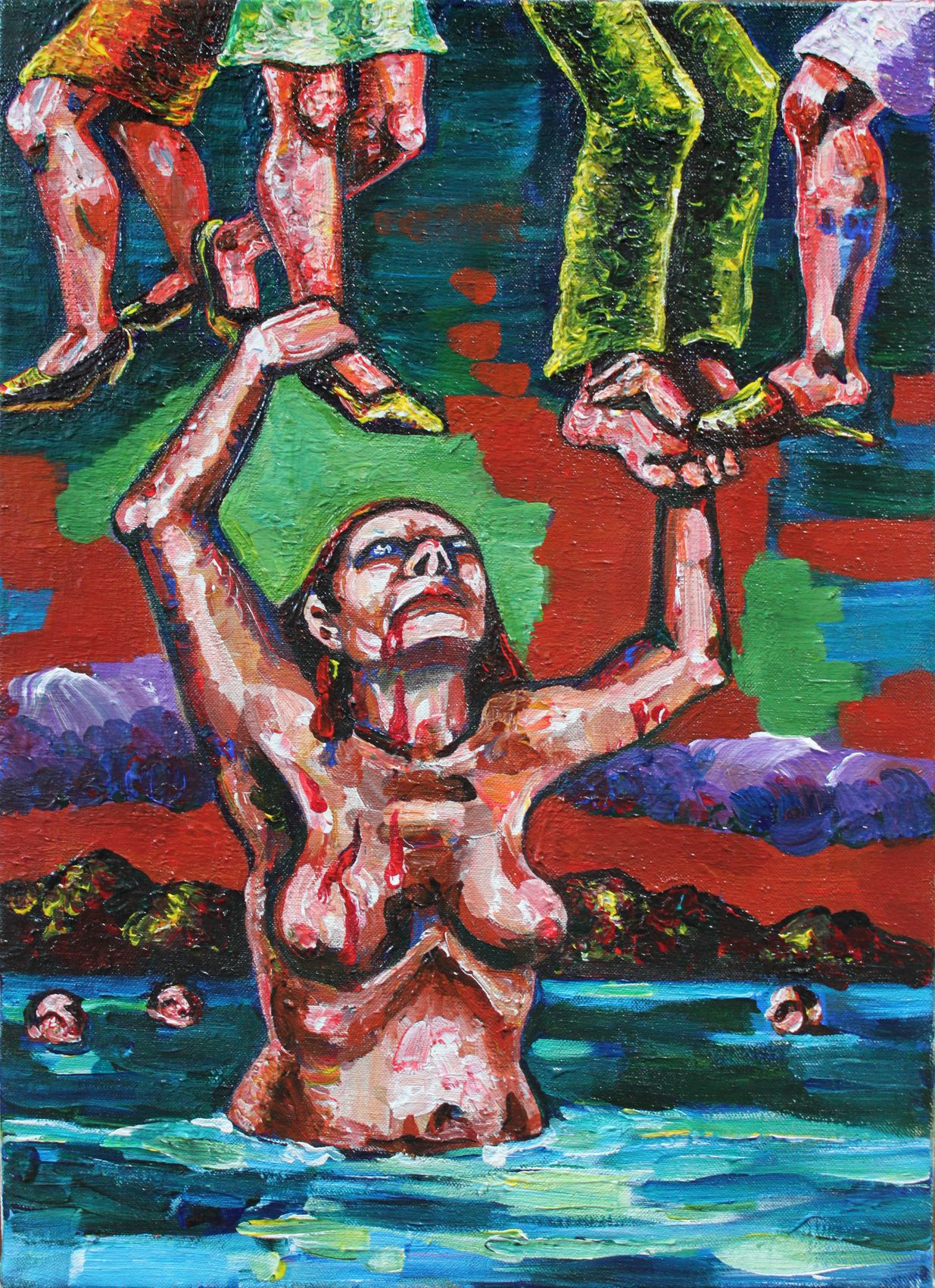 Le Vampire du lac, acrylique sur toile d'Anne van der Linden, 2018