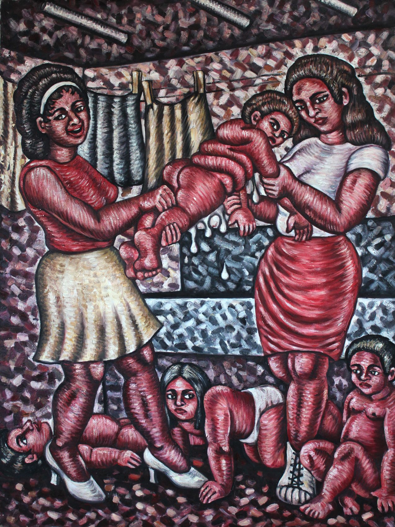 Essorage, huile sur toile d'Anne van der Linden, 2004