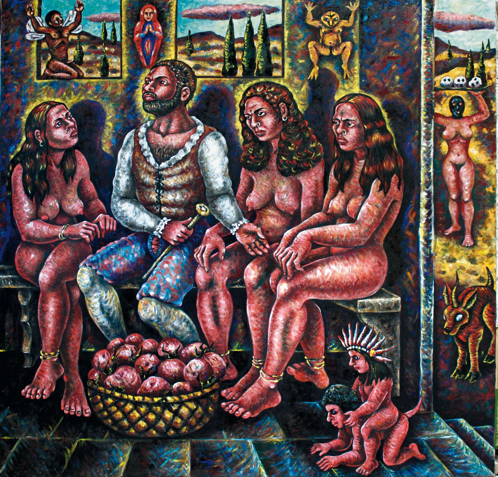 Les Indigènes, acrylique sur toile d'Anne van der Linden, 2011