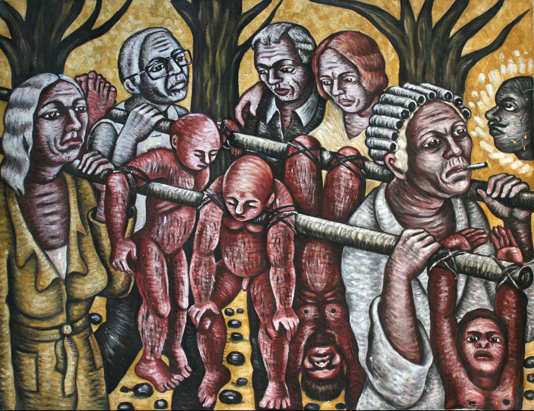 Cortège, huile sur toile d'Anne van der Linden, 2007