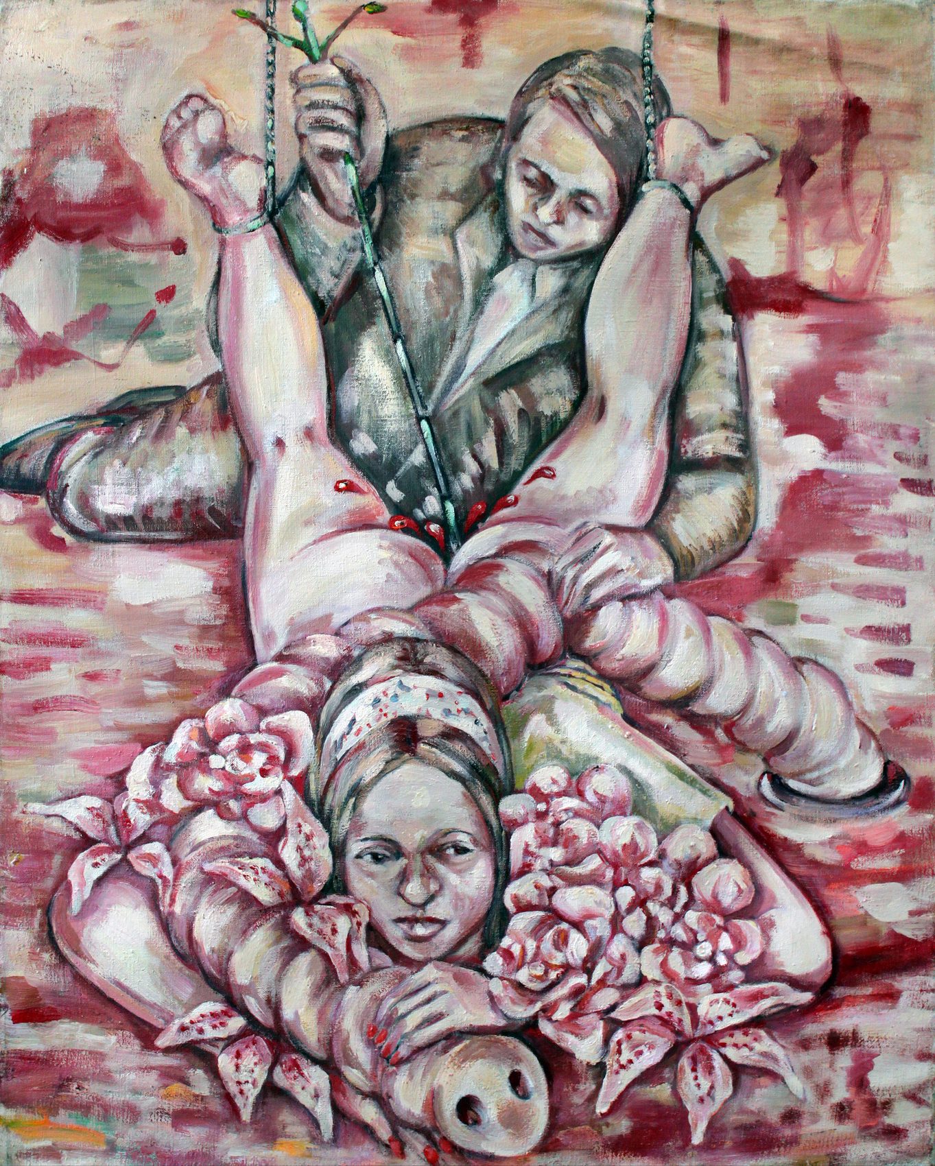 Petite torture, huile sur toile d'Anne van der Linden, 1993
