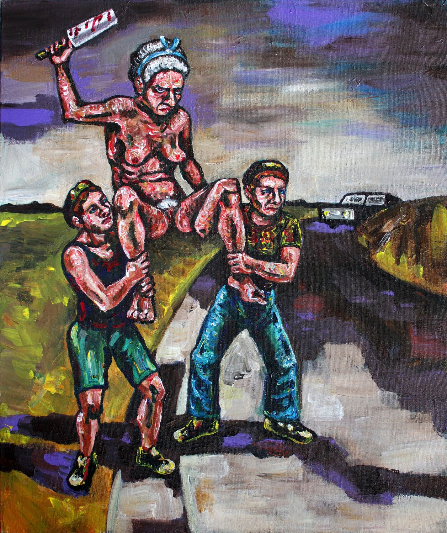 Procession, acrylique sur toile d'Anne van der Linden, 2017