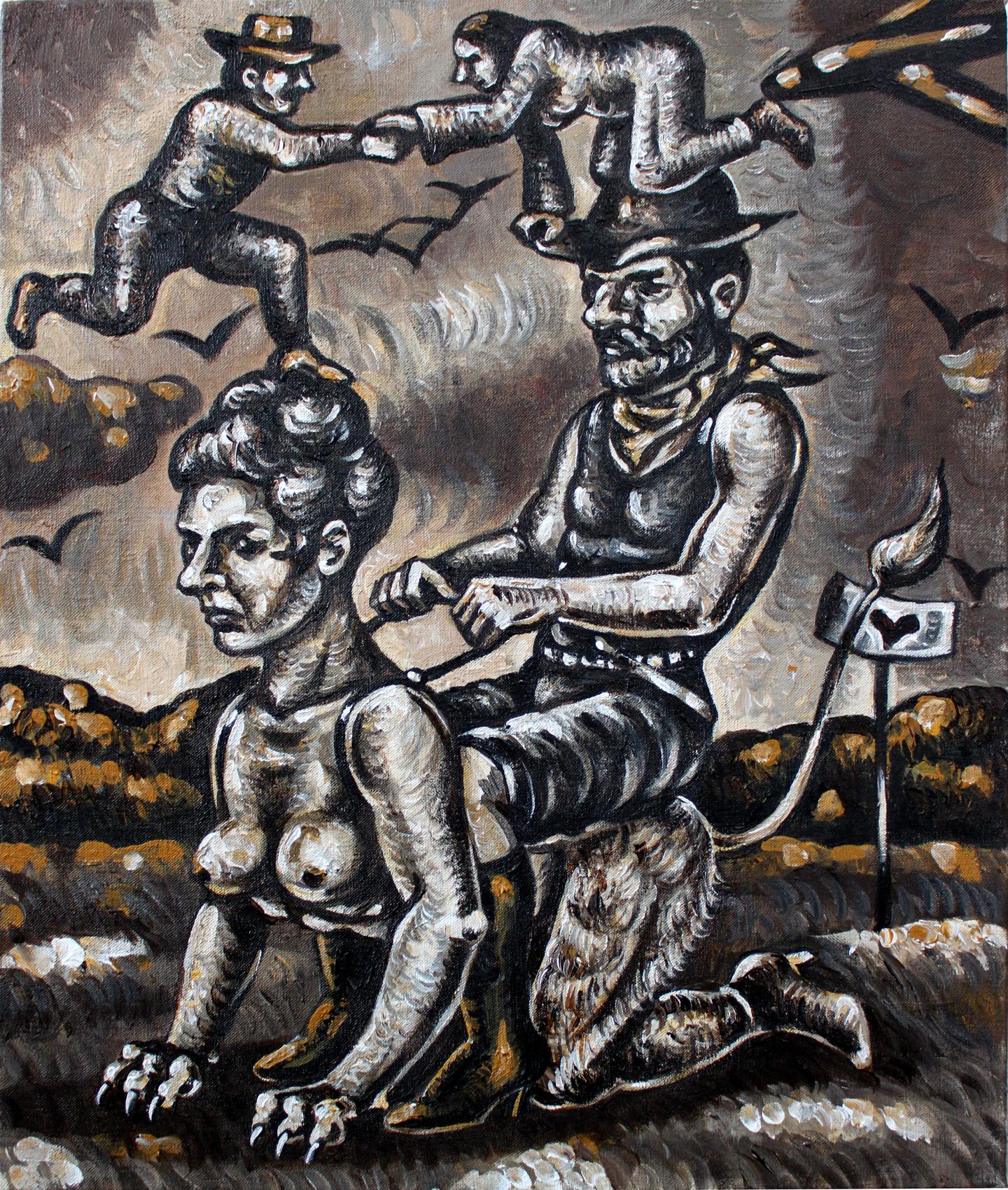 Sphynge, acrylique sur toile d'Anne van der Linden, 2017