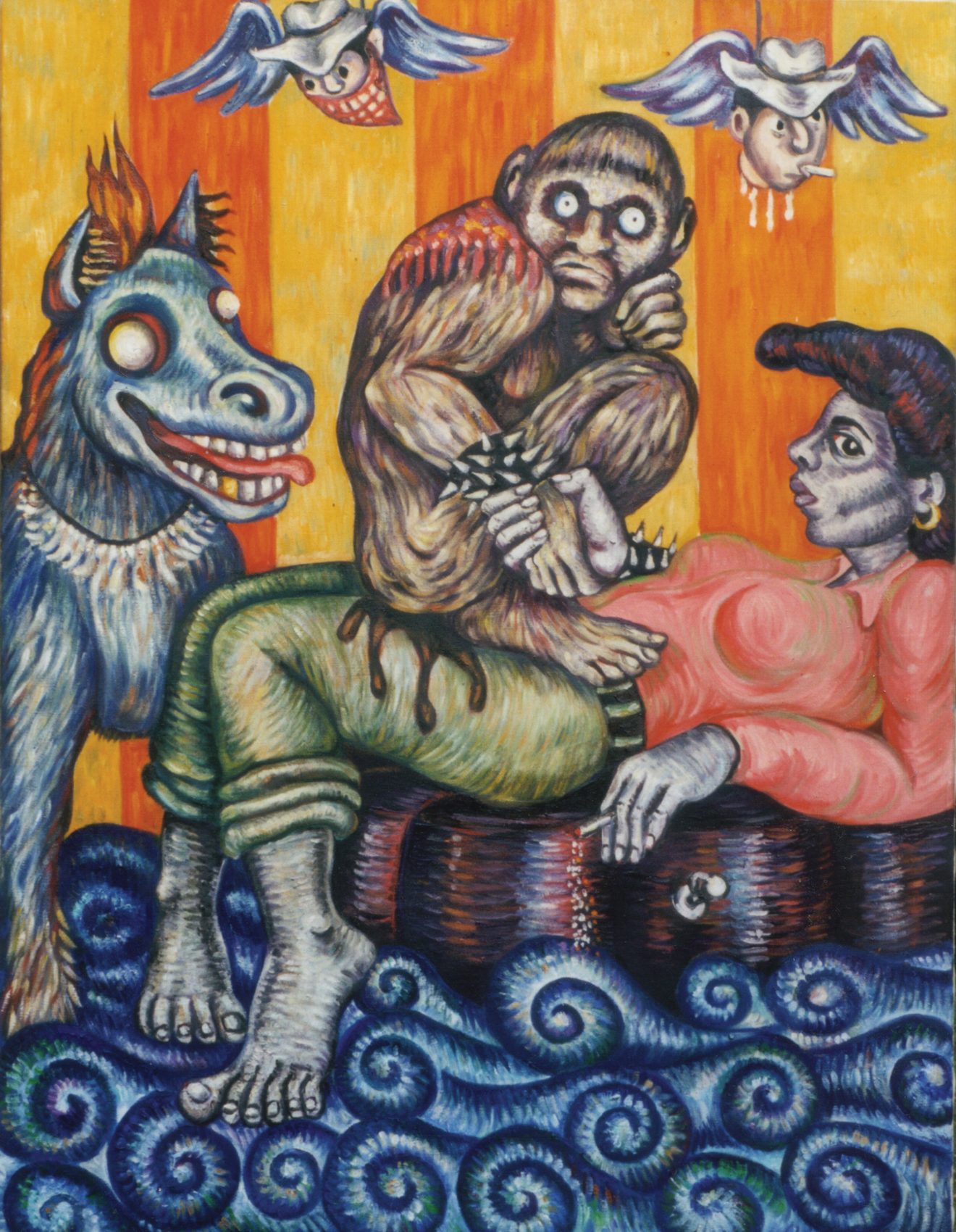 Pacte avec les cauchemars, huile sur toile d'Anne van der Linden, 2002