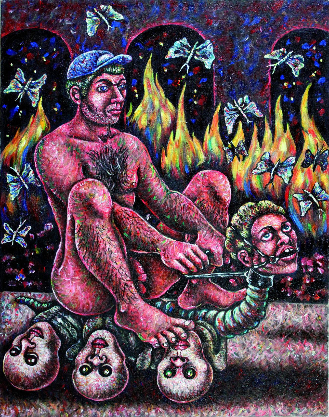 Inferno, acrylique sur toile d'Anne van der Linden, 2012