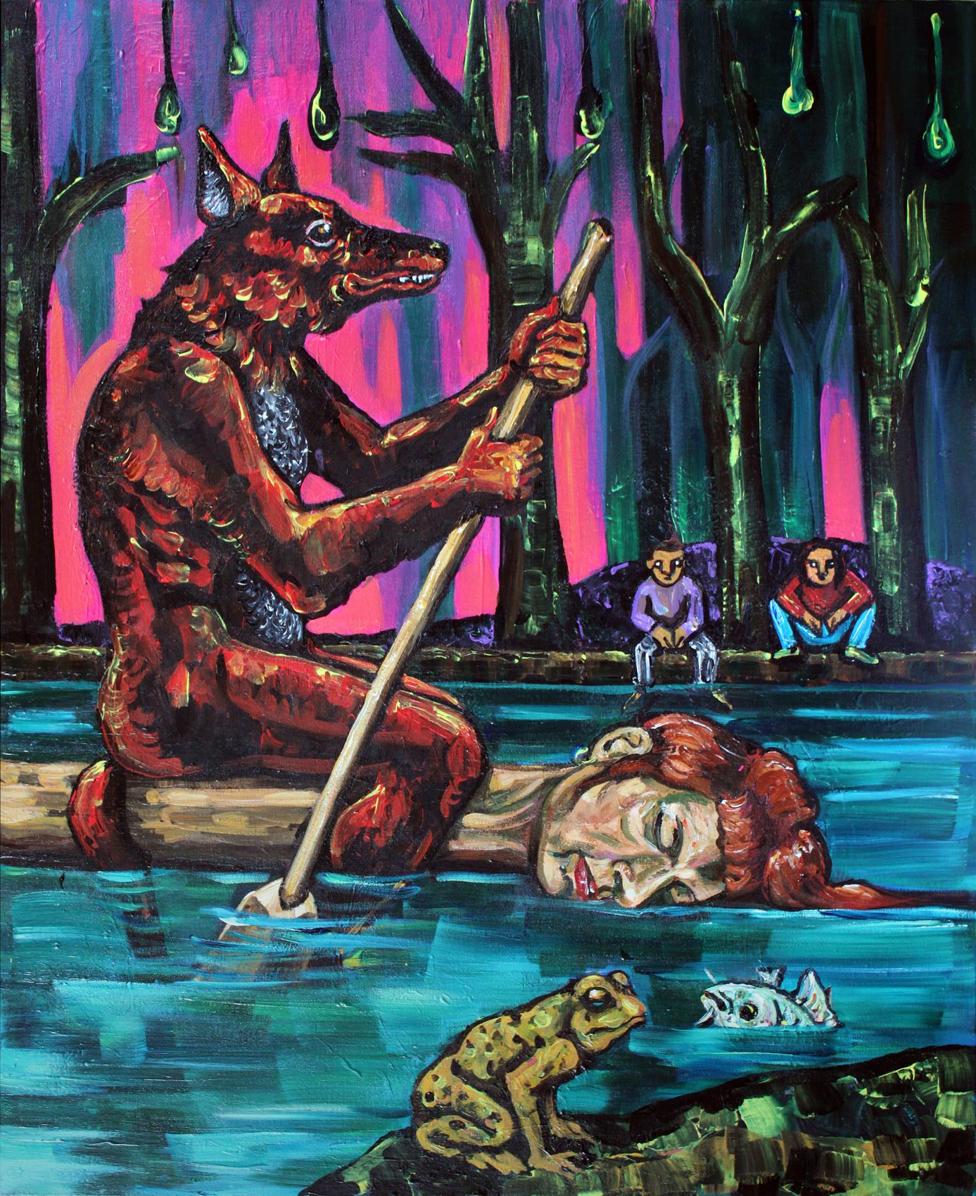 Riding my trunk, acrylique sur toile d'Anne van der Linden, 2023