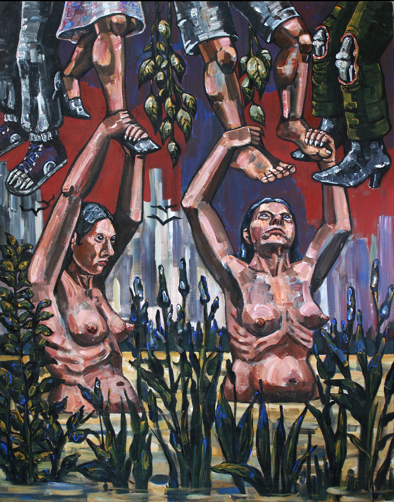 Les Vampires du lac, acrylique sur toile d'Anne van der Linden, 2023