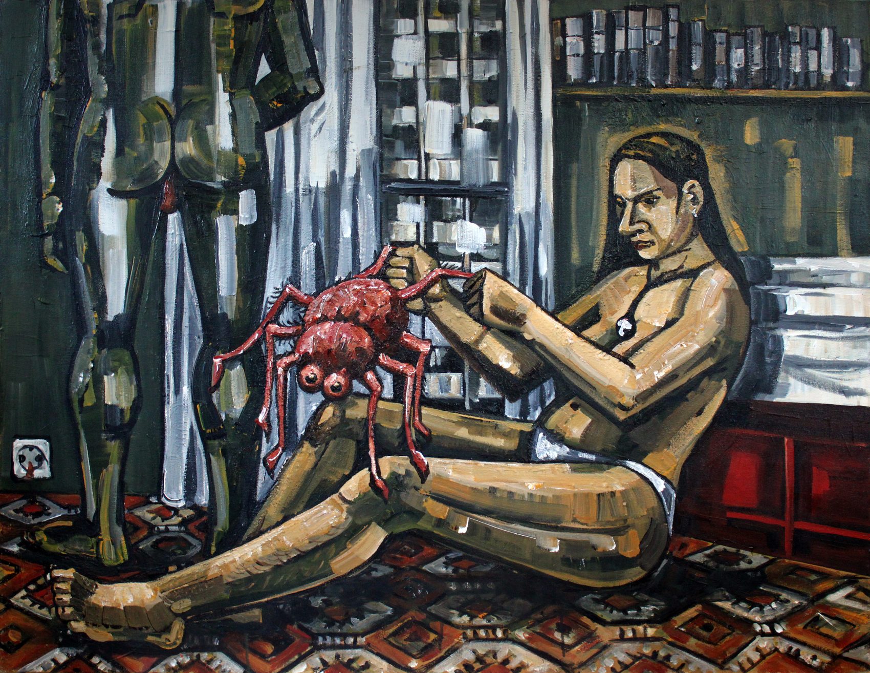 Hairy legs, acrylique sur toile d'Anne van der Linden, 2023