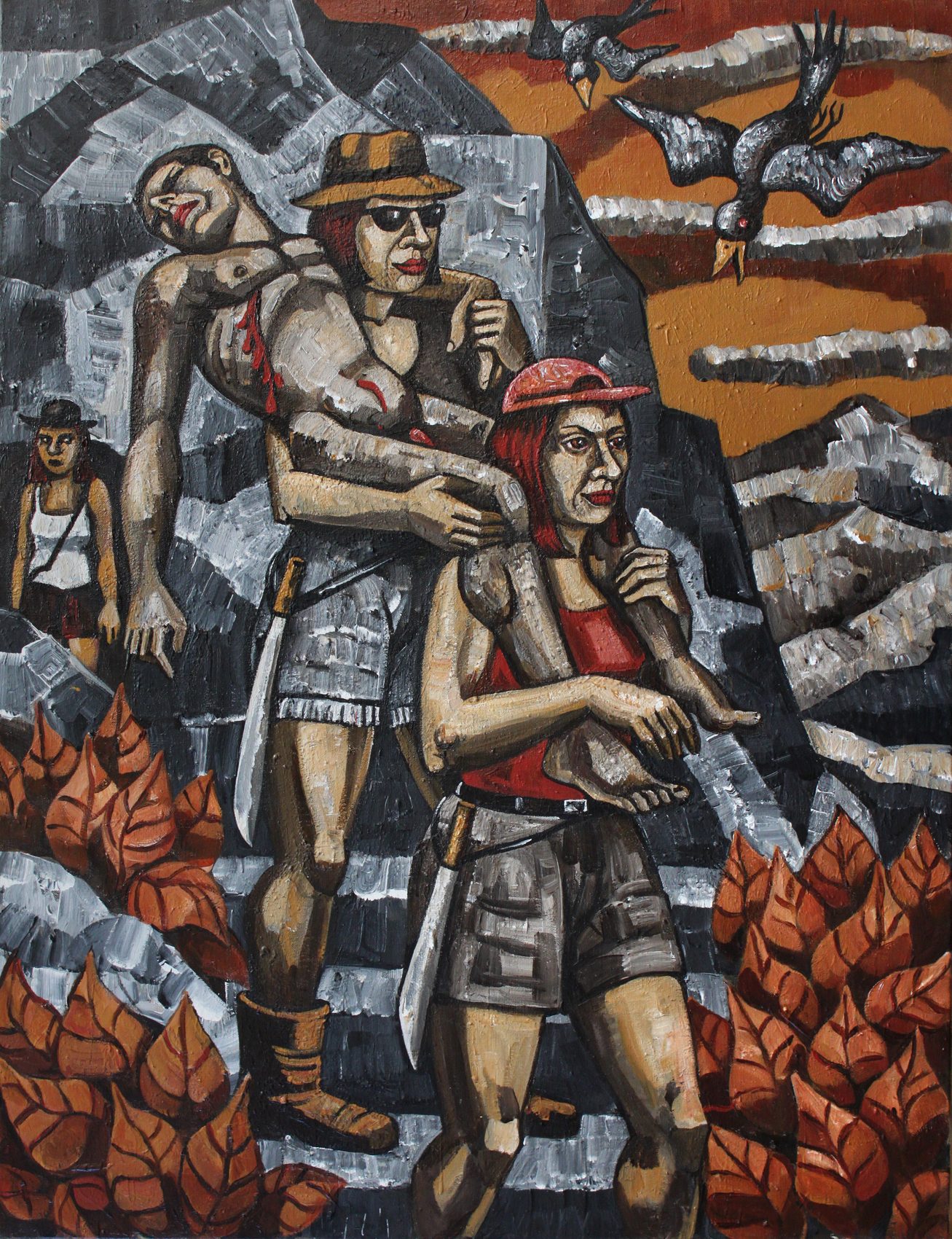 Les Tyroliennes, acrylique sur toile d'Anne van der Linden, 2022