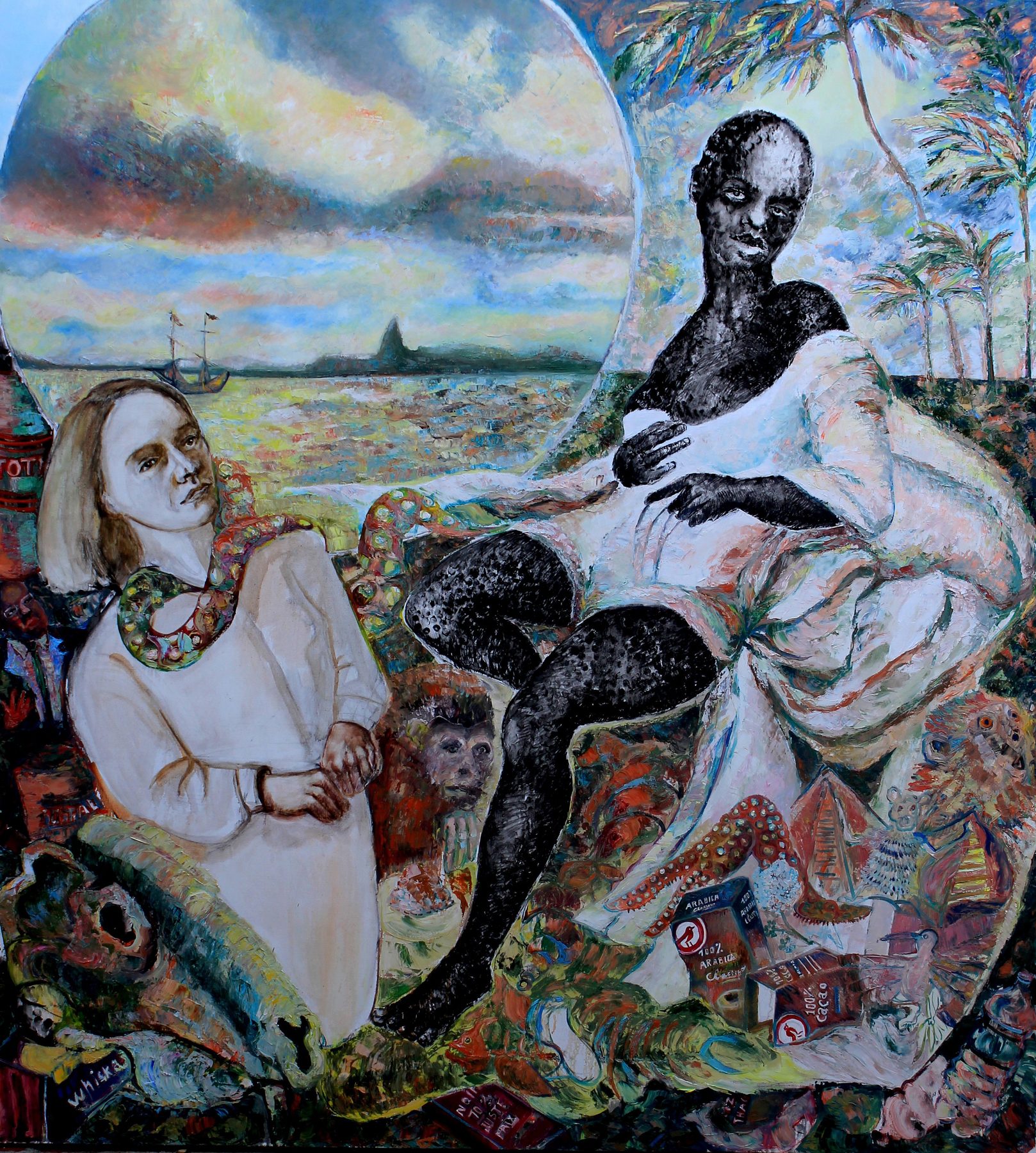 La toilette intime, huile sur toile d'Anouchka Desseilles, 2020